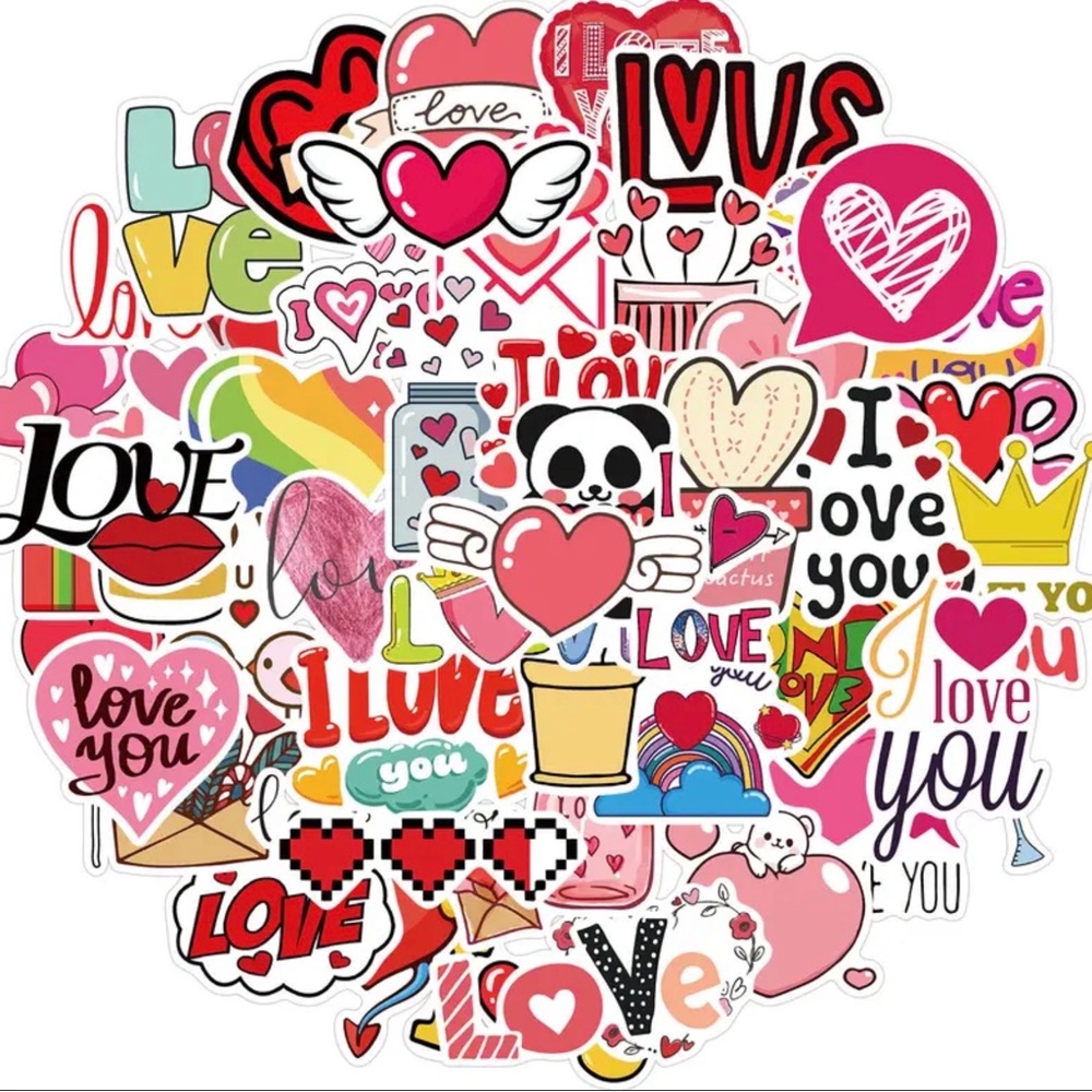 Colorful Love-Themed Sticker Set 50ct Valentines